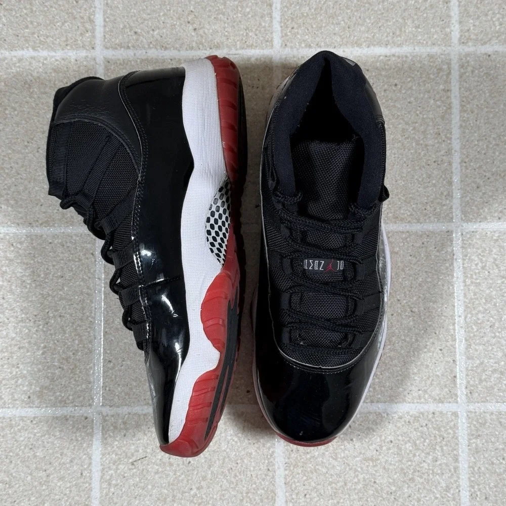 Nike Air Jordan 11 Retro Bred 2019 Size 10.5 Black Red XI 378037-061